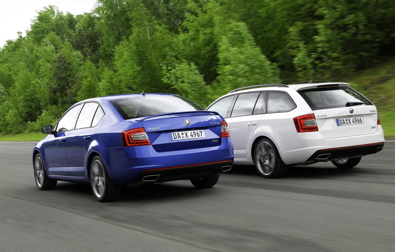 Photo wallpaper white, blue, sedan, Skoda, universal, 2013, Skoda, Octavia RS