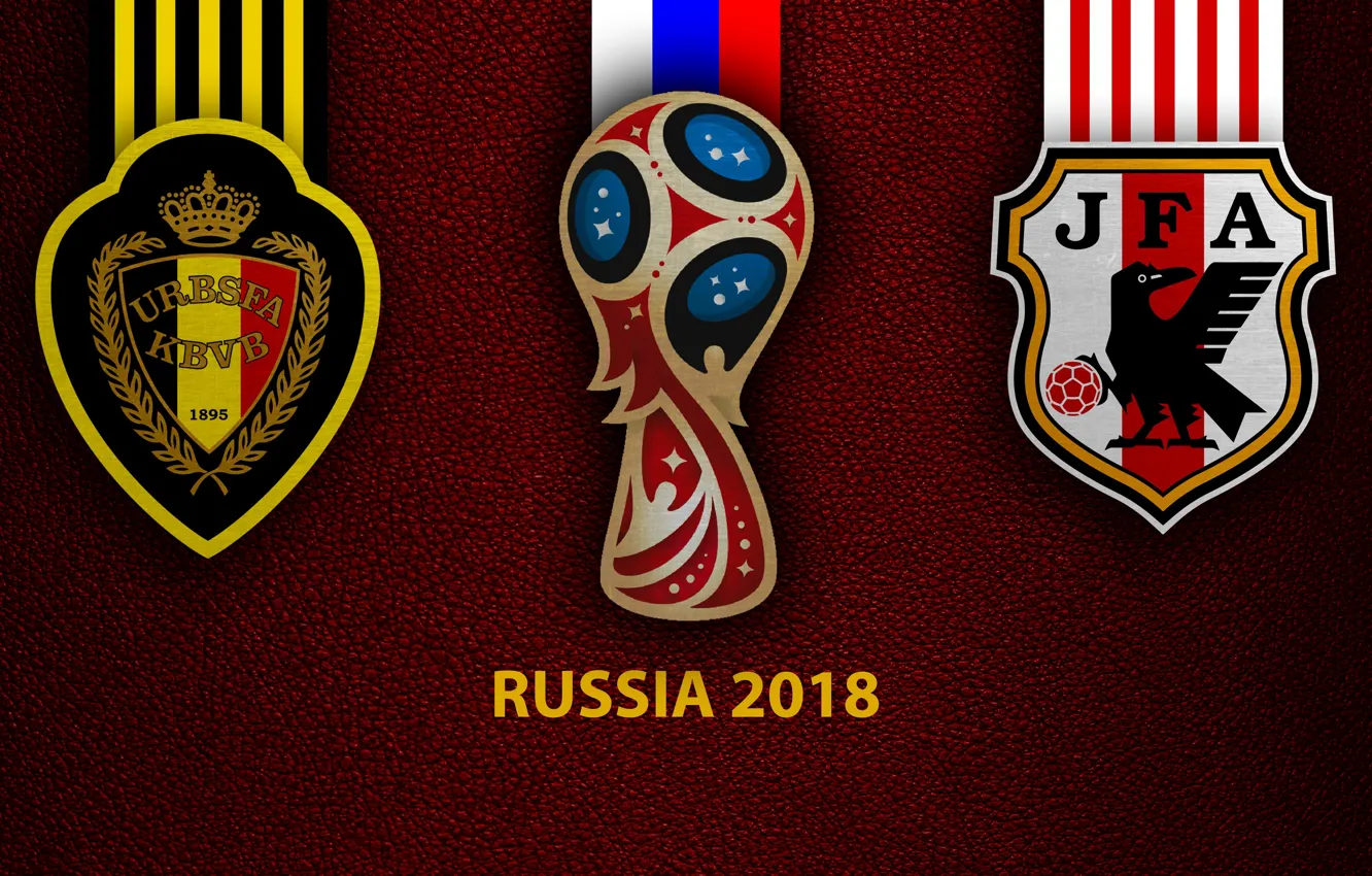 Photo wallpaper wallpaper, sport, logo, football, FIFA World Cup, Russia 2018, Belgium vs. Japan