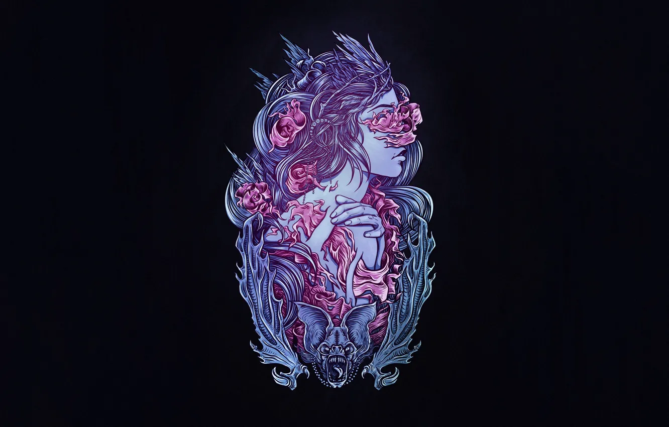 Photo wallpaper girl, background, minimalism, art, Dark Flow, by Anna Ezer, Anna Thousand