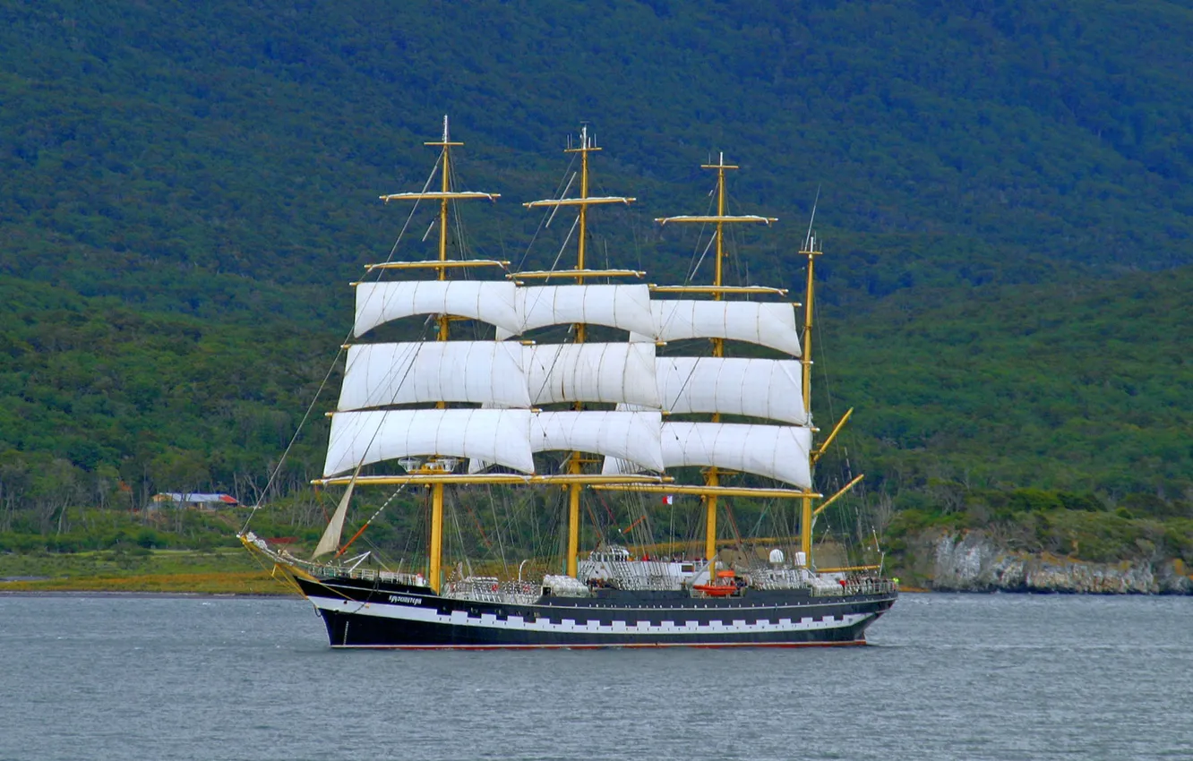 Photo wallpaper sailboat, RAID, Kruzenshtern, bark