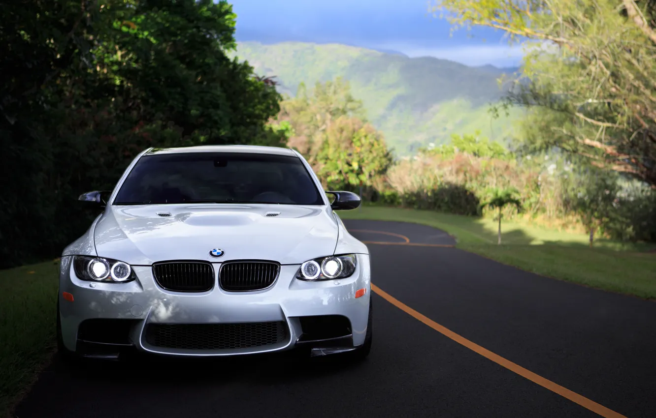 Photo wallpaper BMW, Road, Face, Silver, Sight, F90