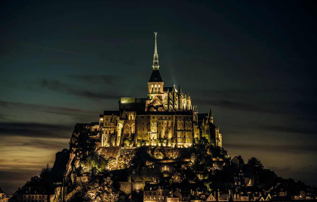 Photo wallpaper light, castle, France, island, the evening, fortress, France, island