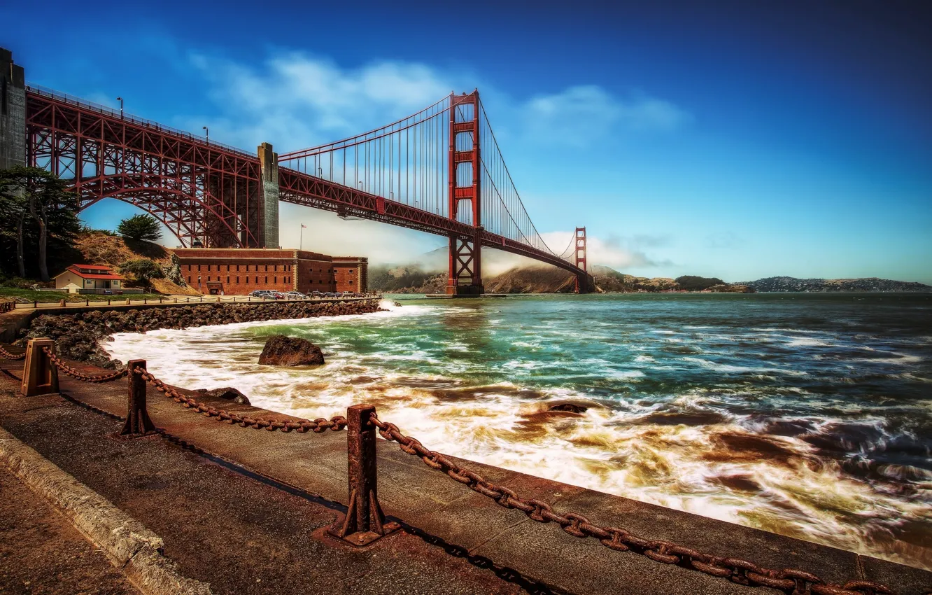 Photo wallpaper San Francisco, Golden Gate Bridge, promenade, San Francisco, the Golden Gate Strait, The Golden Gate …