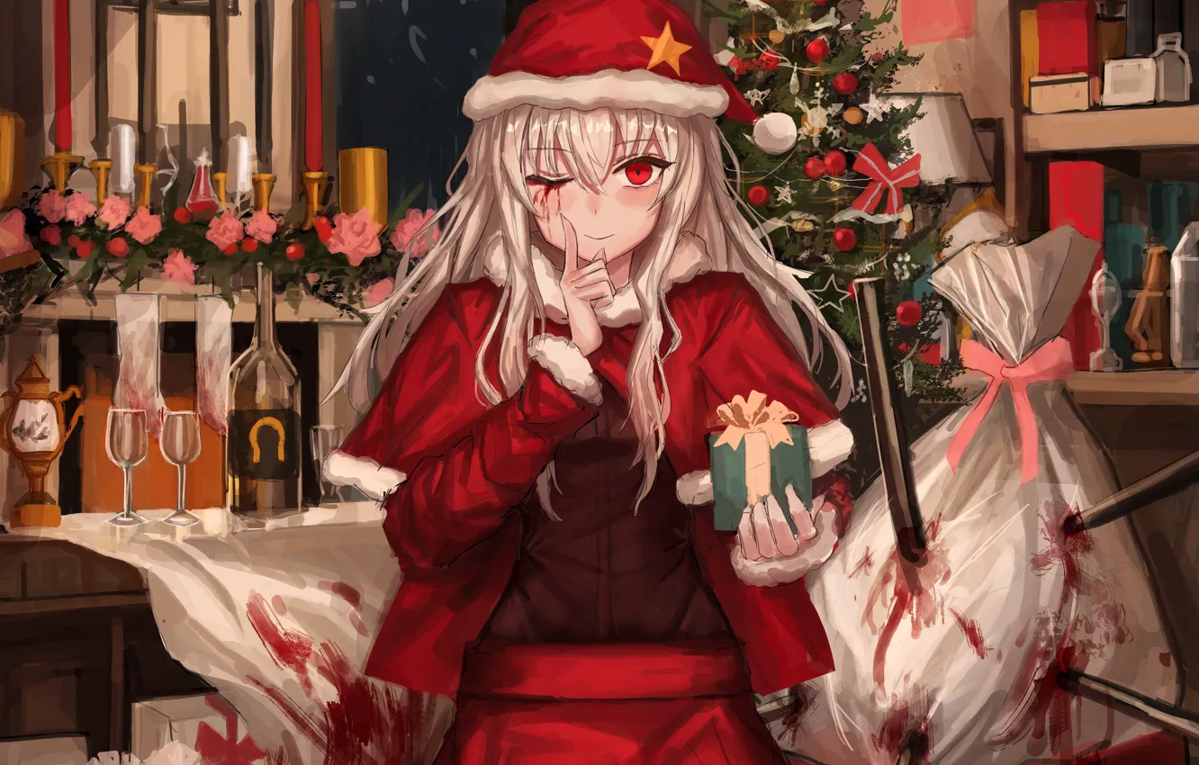 Photo wallpaper red eyes, bloody tears, blood, merry christmas, surprise, the villain, hell of a grin, the …