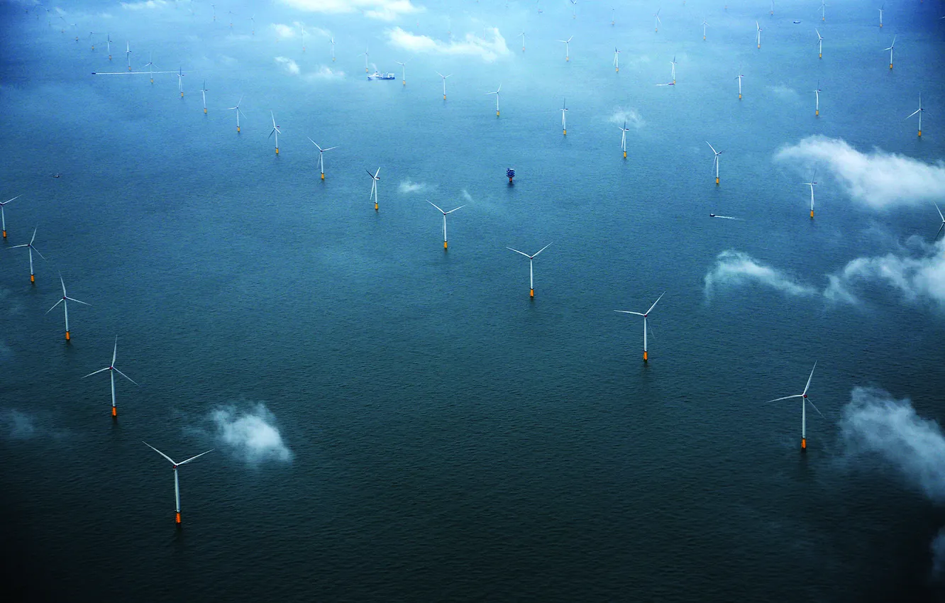 Photo wallpaper sea, the sky, clouds, landscape, horizon, sky, sea, landscape