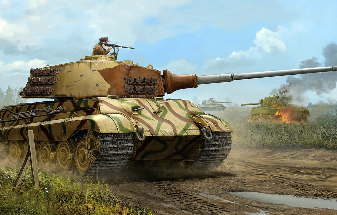 Photo wallpaper Germany, tank, Tiger II, Vincent Wai, heavy, Waffen SS, Pz.Kpfw.VI Ausf.B, the Waffen-SS