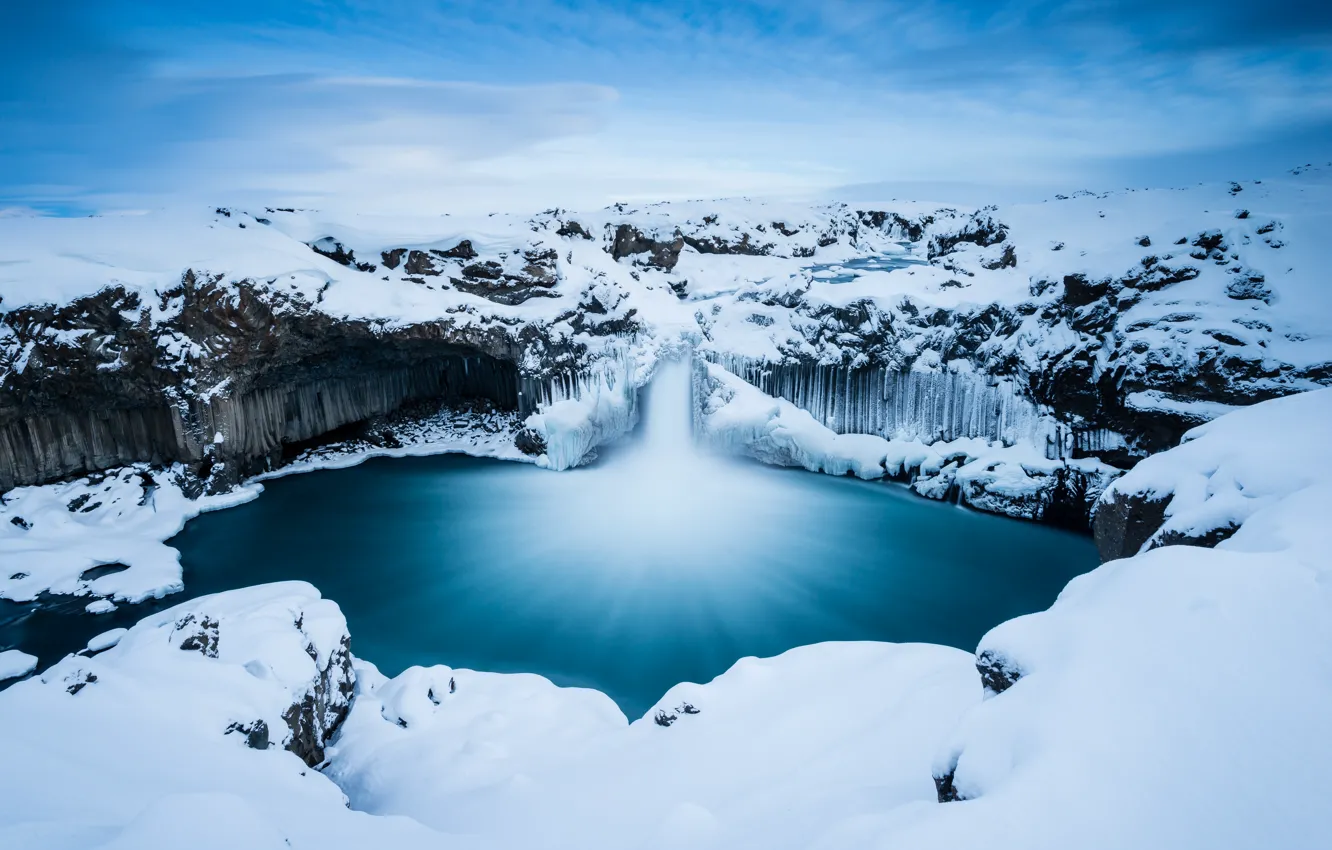 Photo wallpaper nature, beauty, nature, winter, Iceland, long exposure, Aldeyjarfoss waterfall