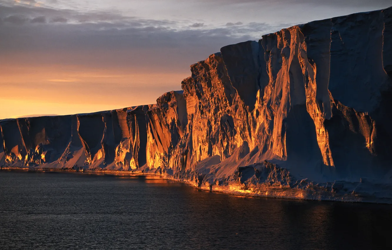 Photo wallpaper the ocean, rocks, ice, the edge of the world, Antarctica, coast