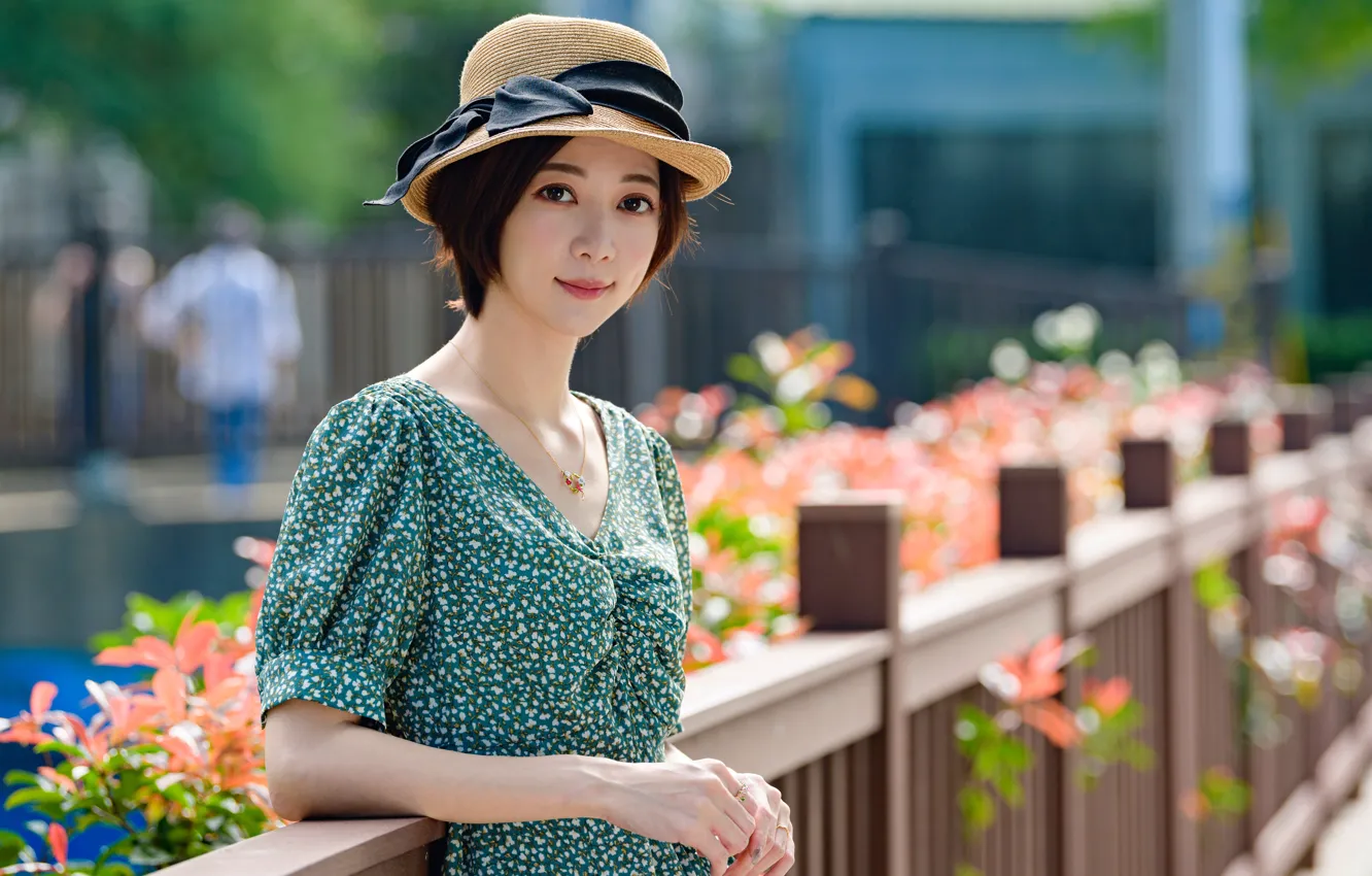 Photo wallpaper look, hat, Asian