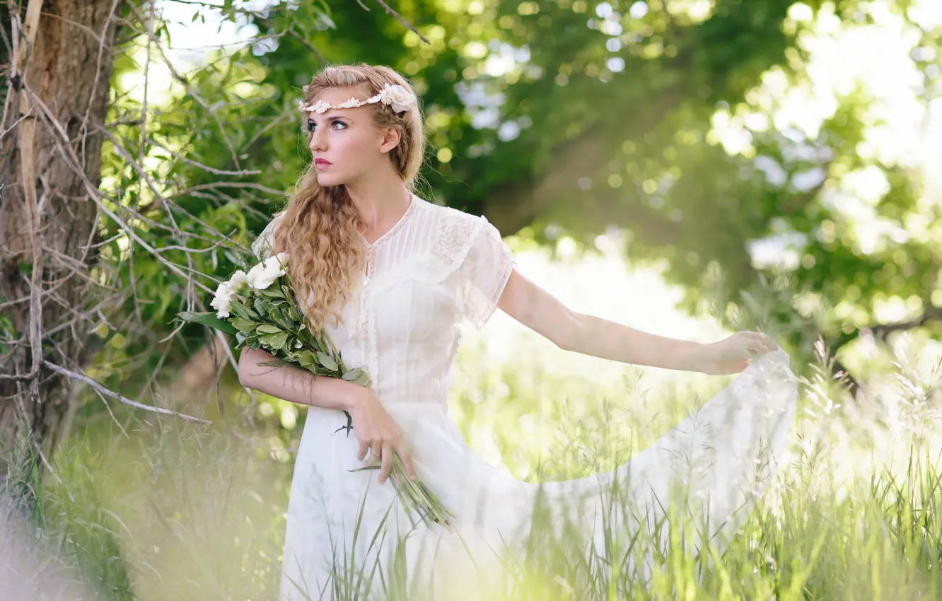 Photo wallpaper girl, light, nature