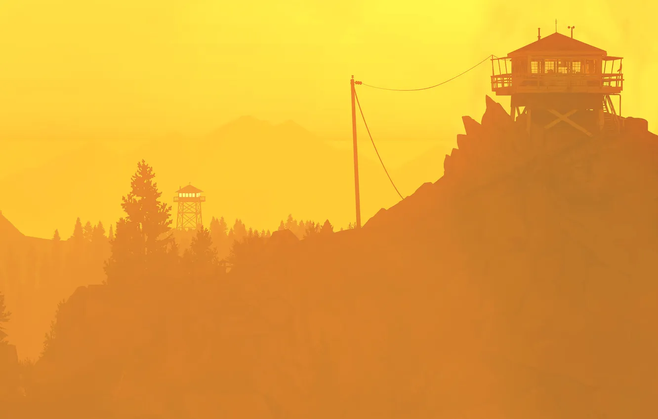 Photo wallpaper landscape, the game, tower, Firewatch, Observation tower