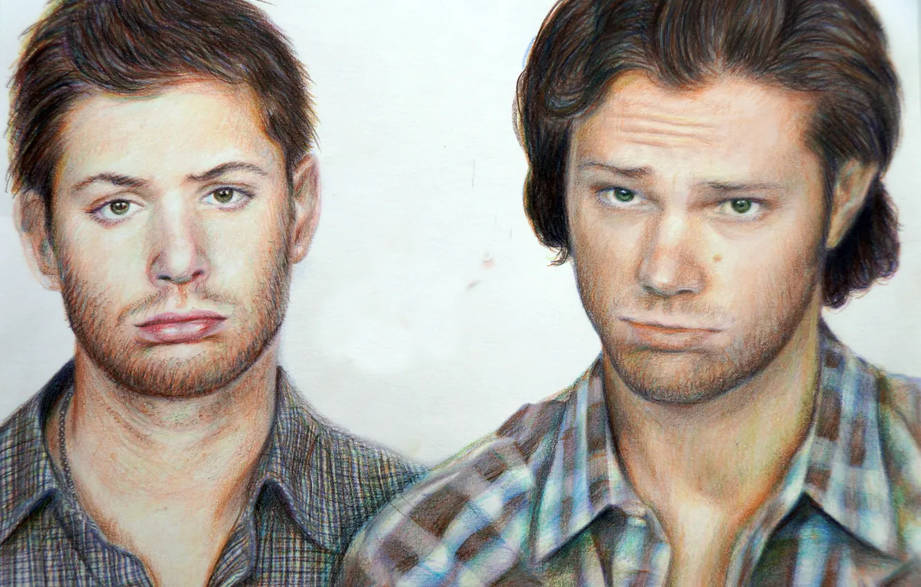 Photo wallpaper face, art, the series, guys, Supernatural, Jensen Ackles, Sam, Dean