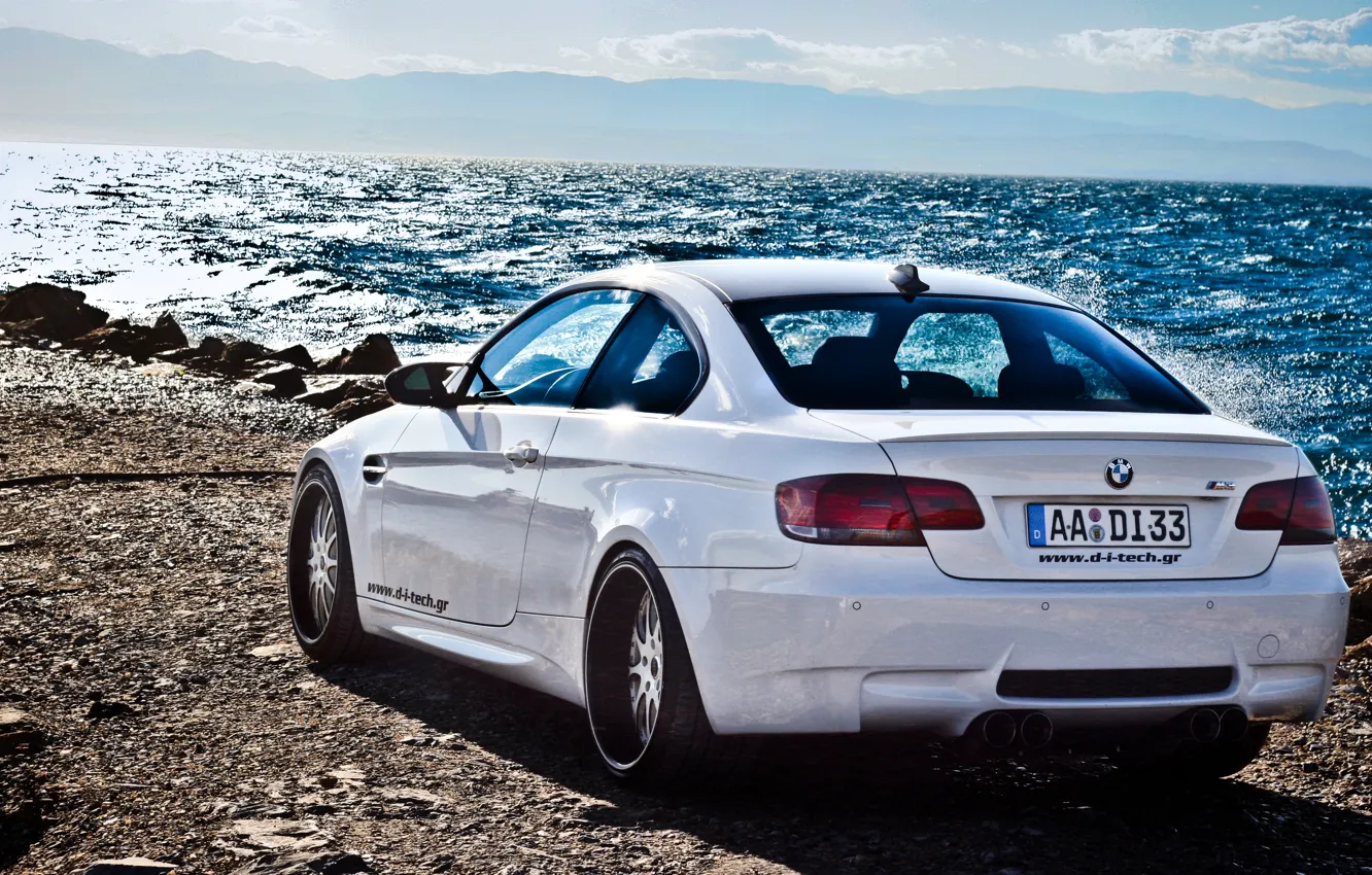 Photo wallpaper white, the ocean, bmw, BMW, back, e92