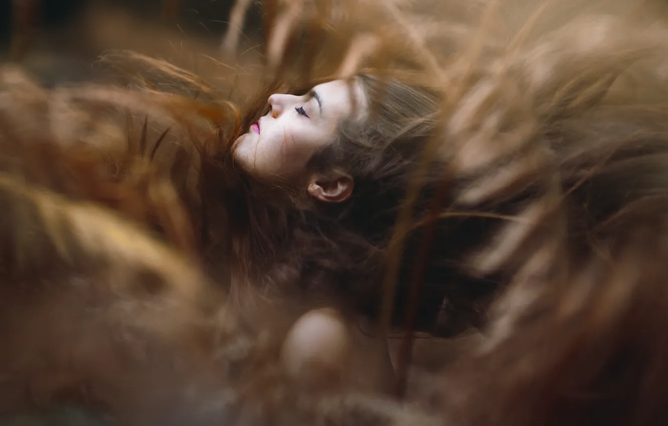 Photo wallpaper girl, face, mood, hair, bokeh