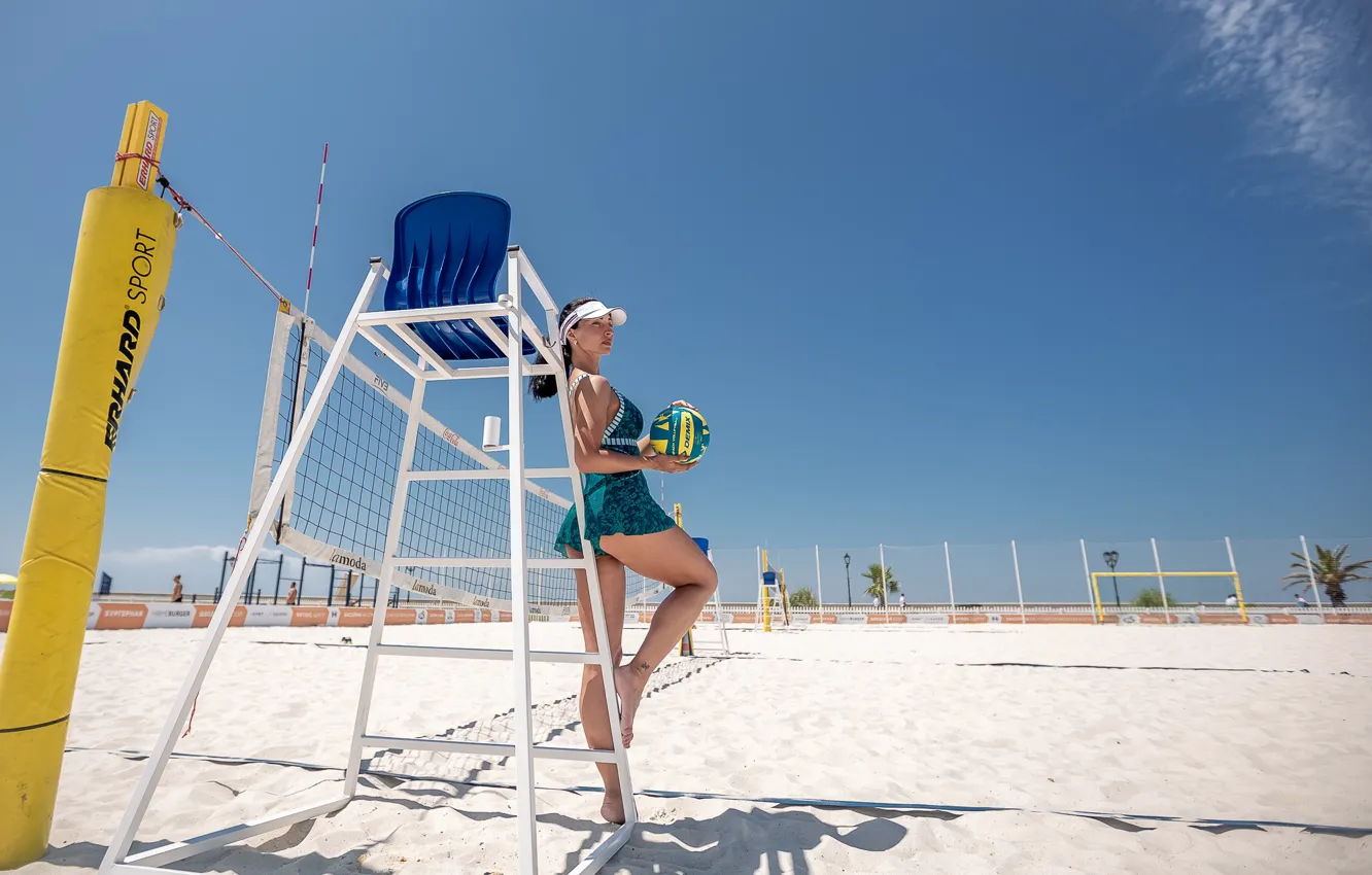 Photo wallpaper girl, the ball, beach volleyball, Sergey Nibic
