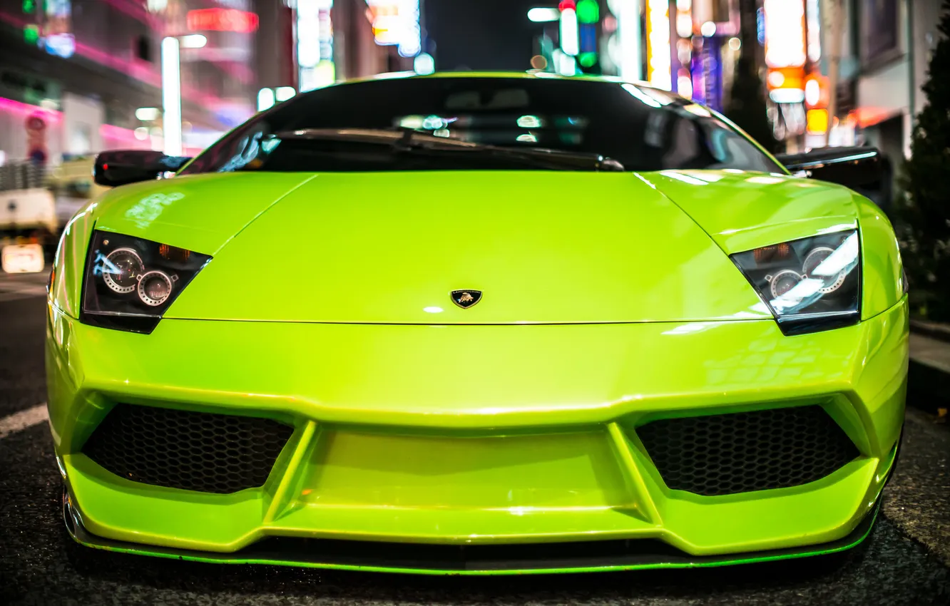 Photo wallpaper machine, lights, Lamborghini