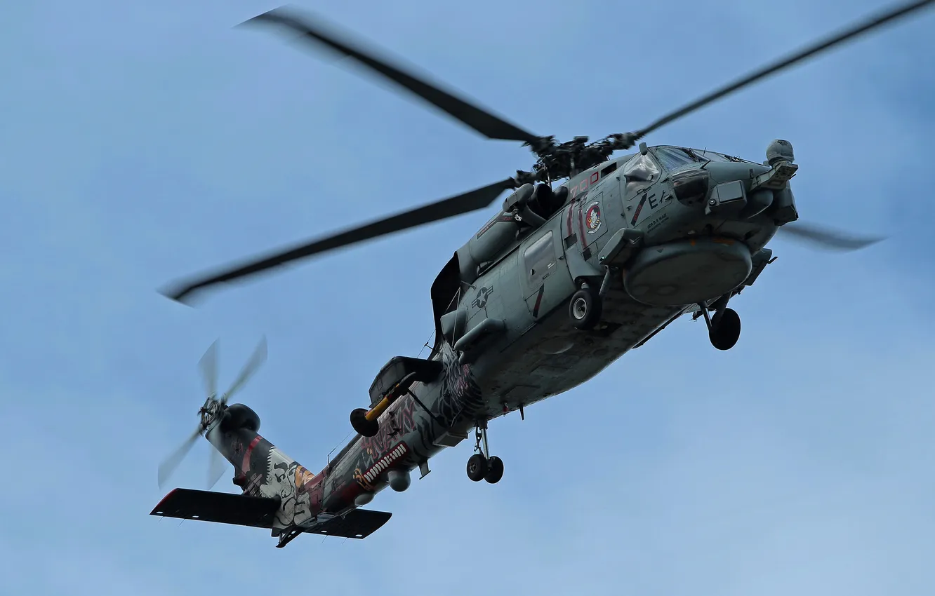 Photo wallpaper flight, helicopter, military transport, Seahawk, Sikorsky SH-60B