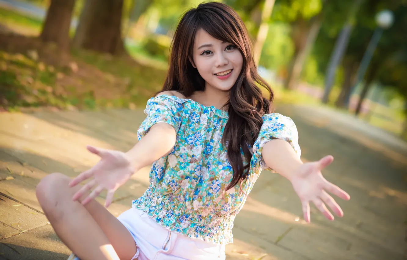 Photo wallpaper summer, girl, joy, smile, background, mood