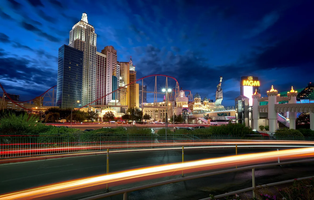 Photo wallpaper lights, the evening, USA, Las Vegas, New-York