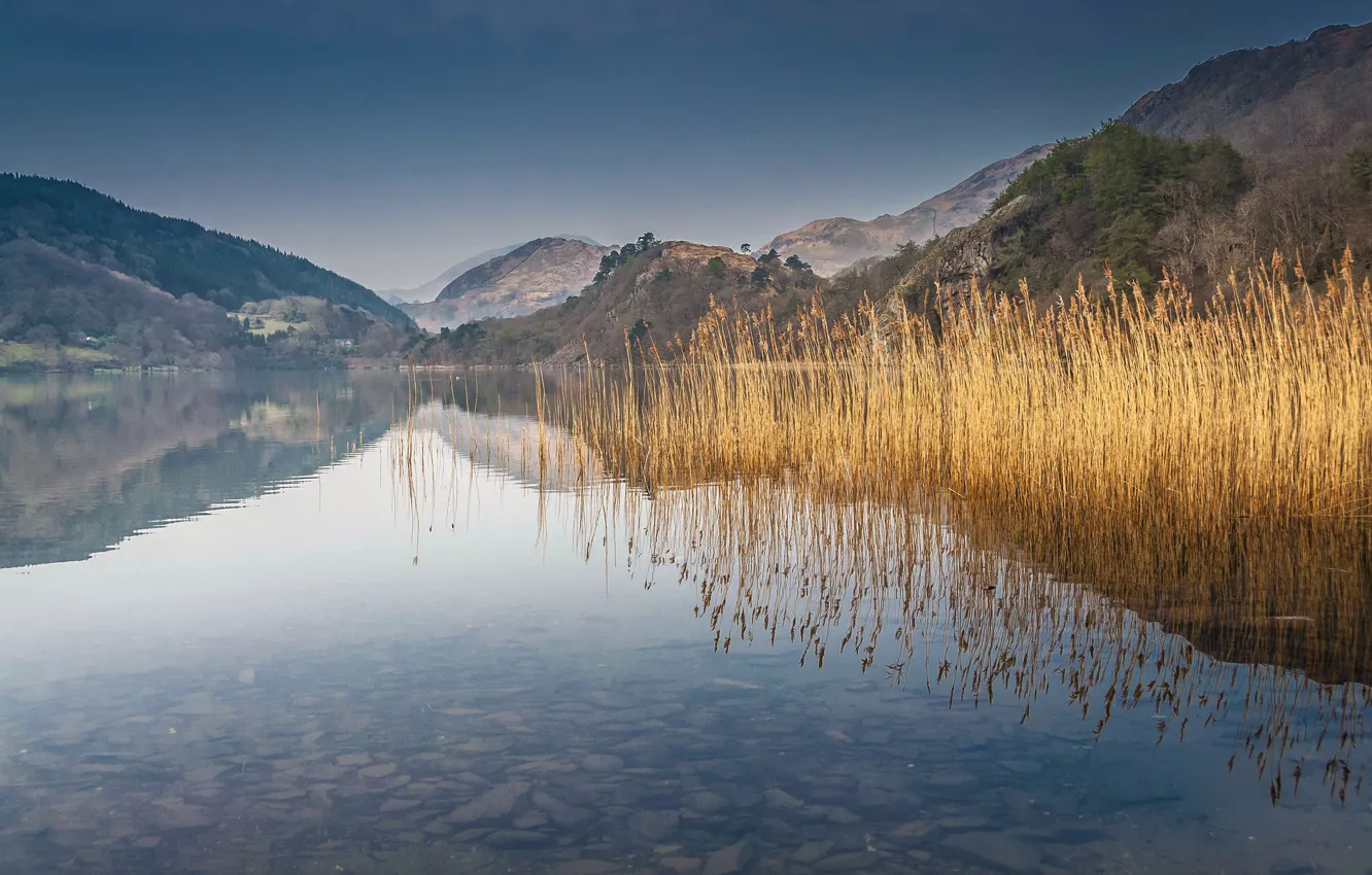 Photo wallpaper mountains, lake, Wales, Llyn Gwynant