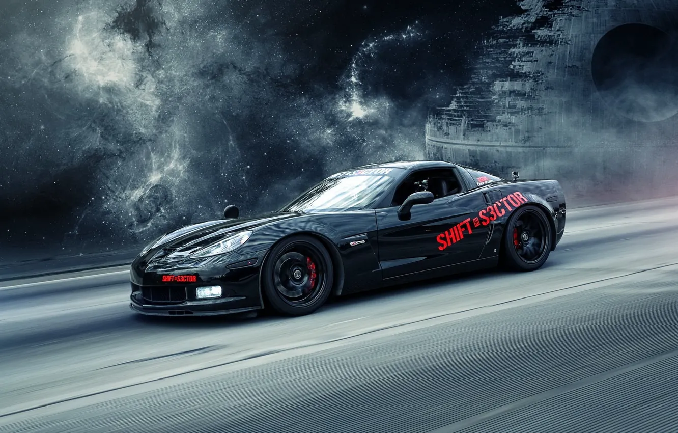 Photo wallpaper machine, sports car, corvette, chevrolet, chevrolet corvette gt