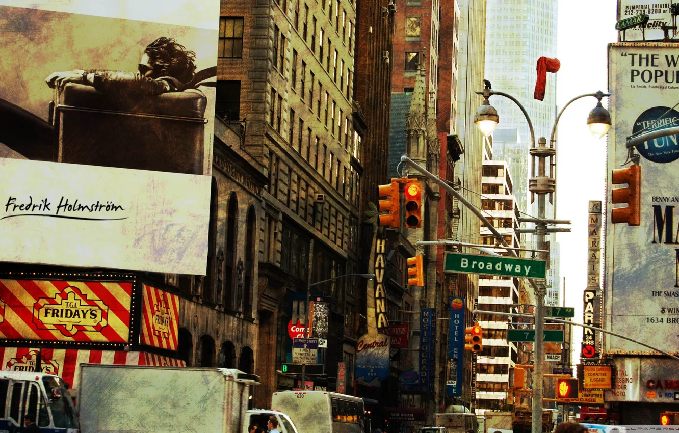 Photo wallpaper city, vintage, retro, New York, old, Broadway