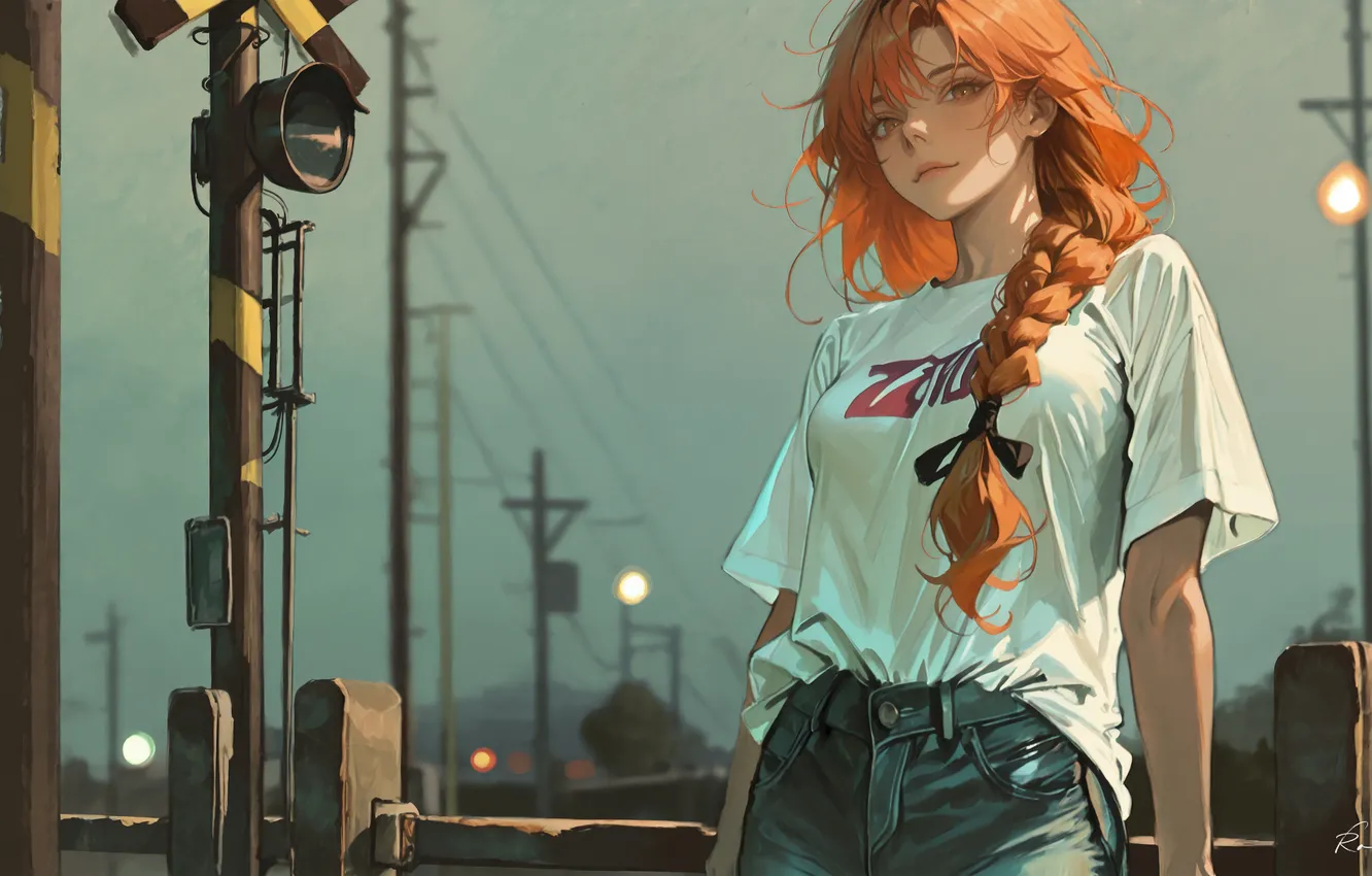Photo wallpaper girl, anime, urban