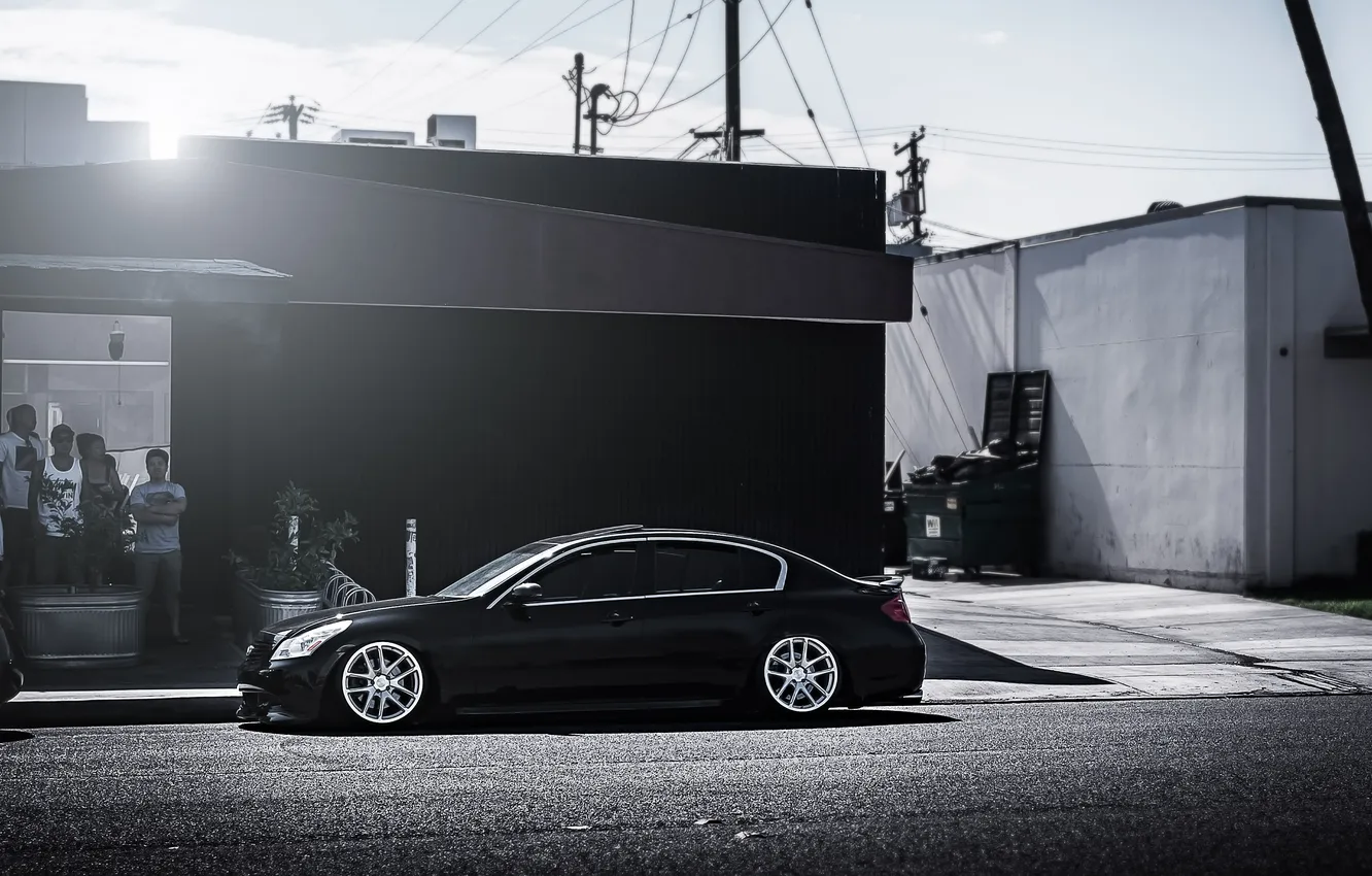 Photo wallpaper black, tuning, Infiniti, profile, black, infiniti, tuning, stance