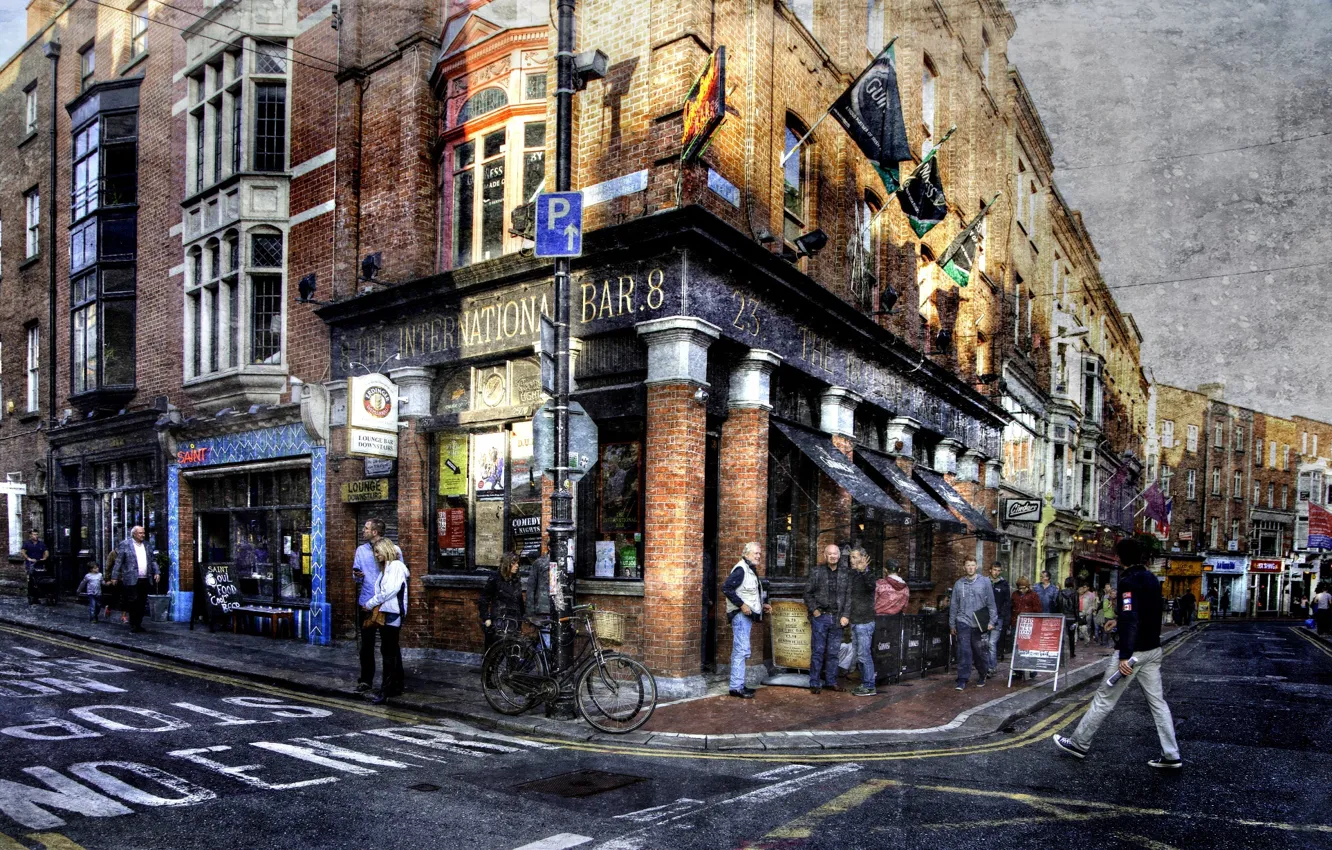 Photo wallpaper street, beer, home, bar, crossroads, Dublin