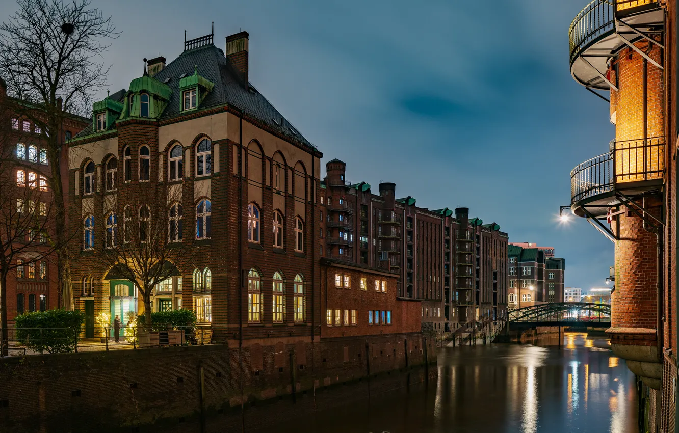 Photo wallpaper building, Germany, channel, Hamburg