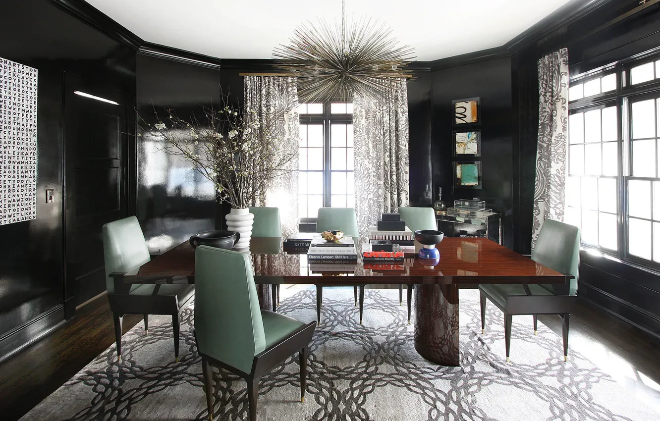 Photo wallpaper design, room, interior, living room, dining room, glamour design, glamour style