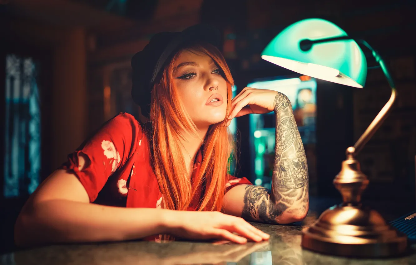 Photo wallpaper light, tattoo, library, Sight, Gorl