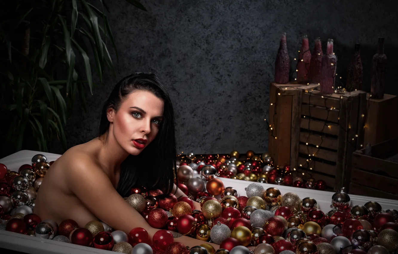 Photo wallpaper girl, toys, bath, New year, it's just a holiday for you, Luc Stalmans