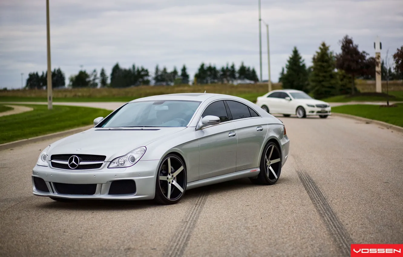 Photo wallpaper silver, Mercedes-Benz CLS, Vossen, C-Class