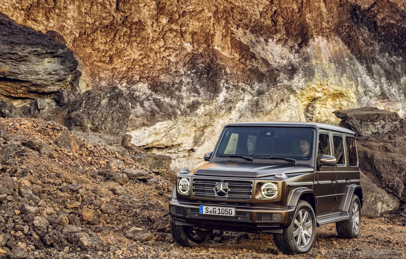 Photo wallpaper stones, Mercedes-Benz, brown, 2018, G-Class, quarry