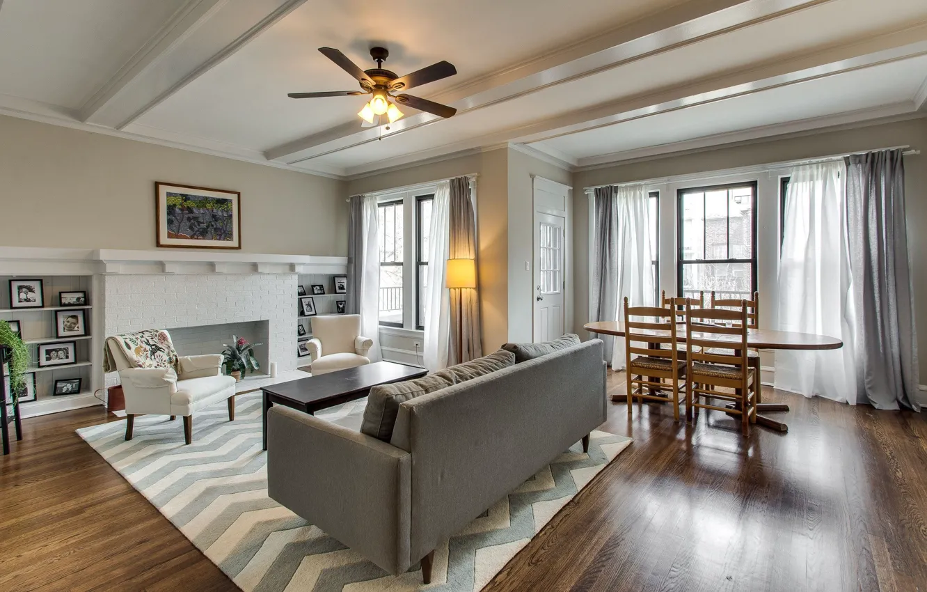 Photo wallpaper interior, Chicago, living room, dining room, N Kenmore Ave