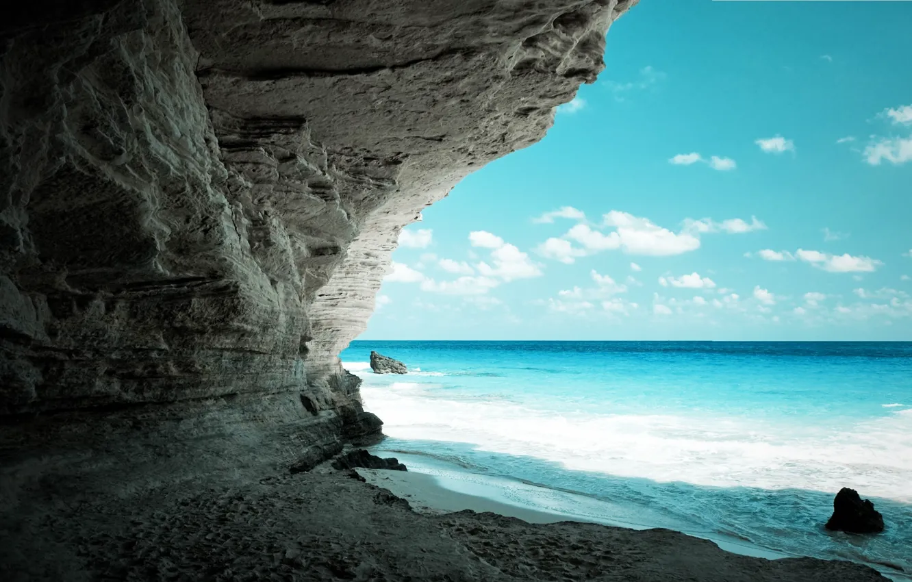Photo wallpaper sea, beach, rocks