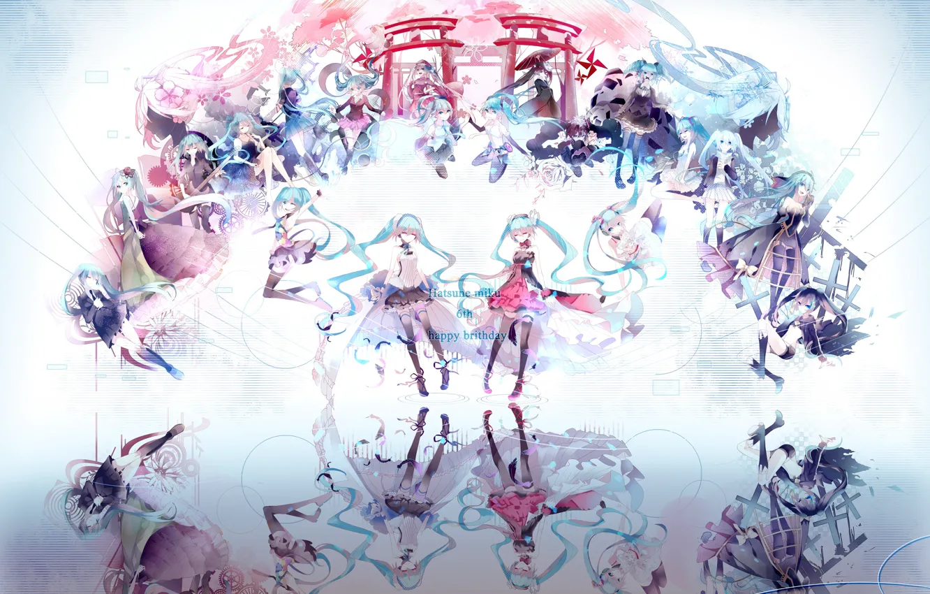 Photo wallpaper reflection, girls, anime, Vocaloid, Hatsune Miku