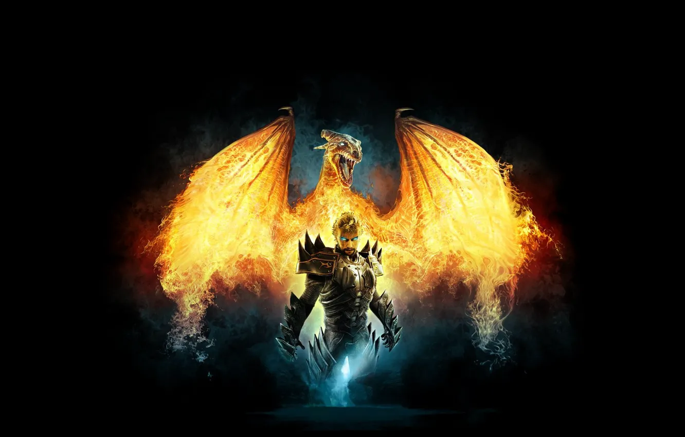 Photo wallpaper dragon, warrior, dragon, devinity 2