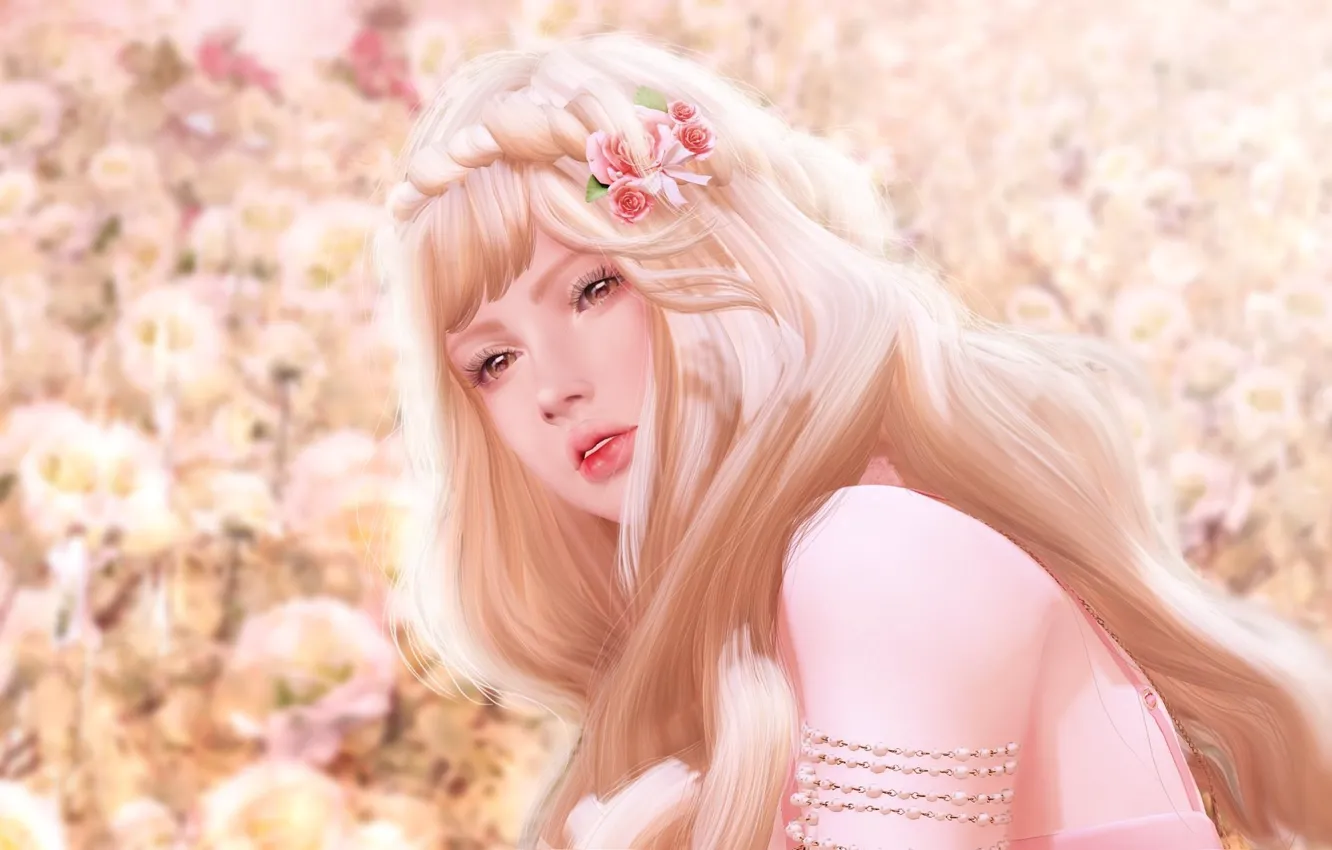 Photo wallpaper girl, face, hair