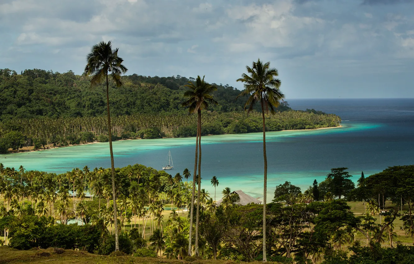 Photo wallpaper the ocean, coast, island, Laguna, Vanuatu, Escape to nature