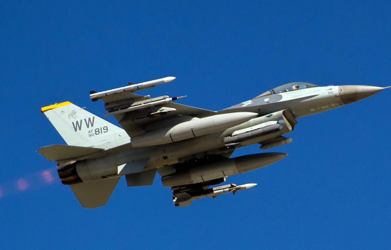 Photo wallpaper UNITED STATES AIR FORCE, General Dynamics F-16 Fighting Falcon, the fourth generation, multi-role fighter, American …