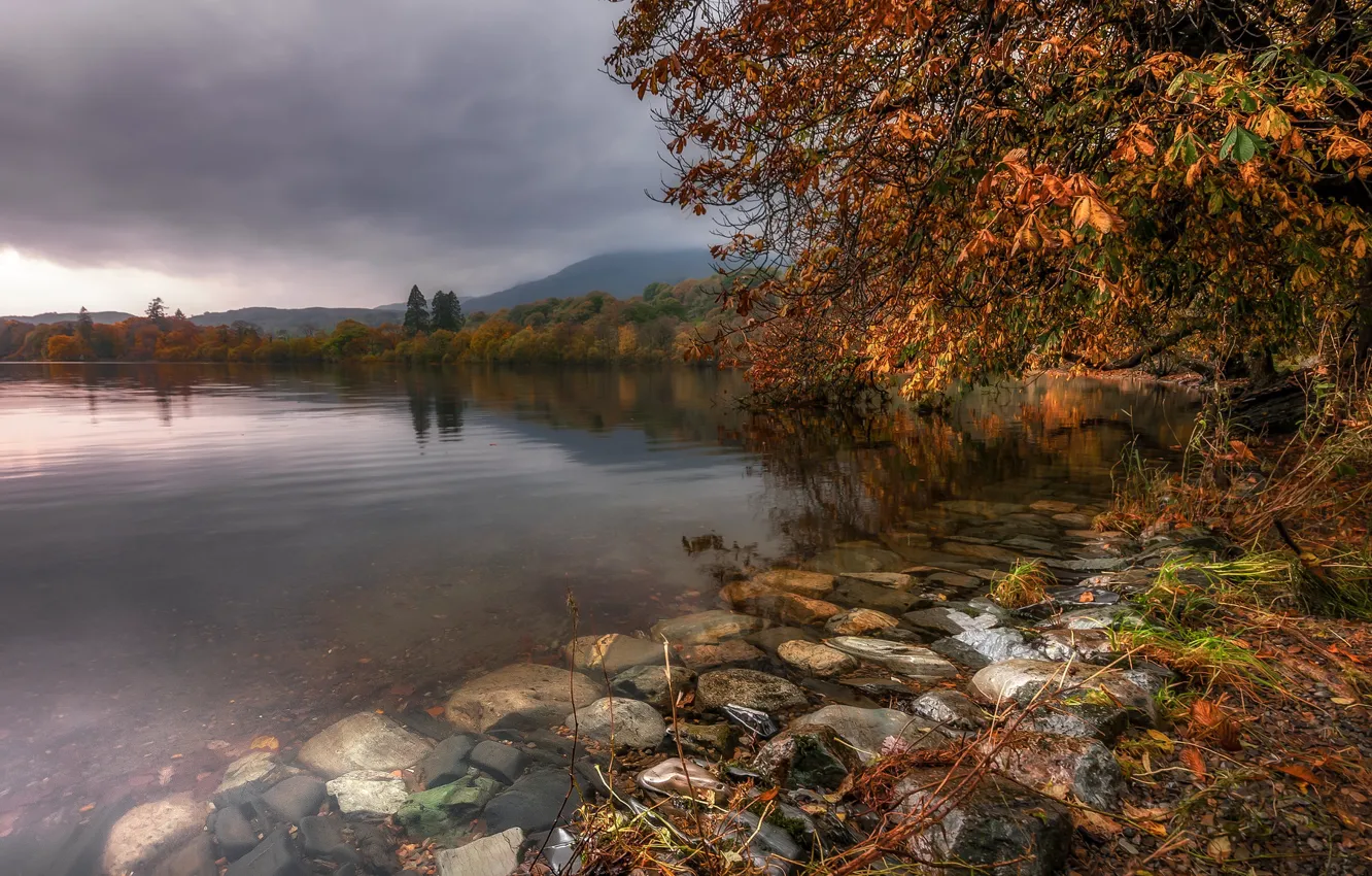 Photo wallpaper autumn, lake, Lake District, Cumbria