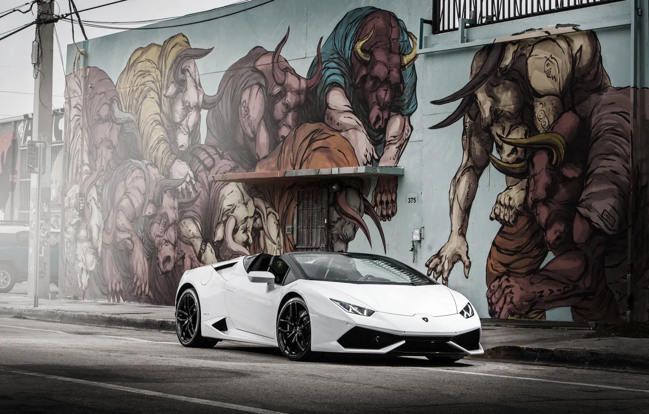 Photo wallpaper Lamborghini, white, Lamborghini, Huracan, hurakan