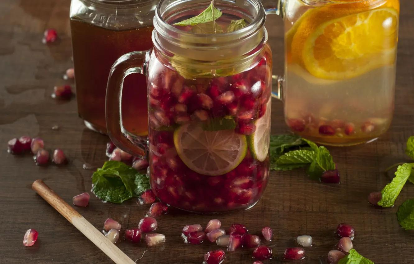 Photo wallpaper orange, honey, citrus, drink, garnet