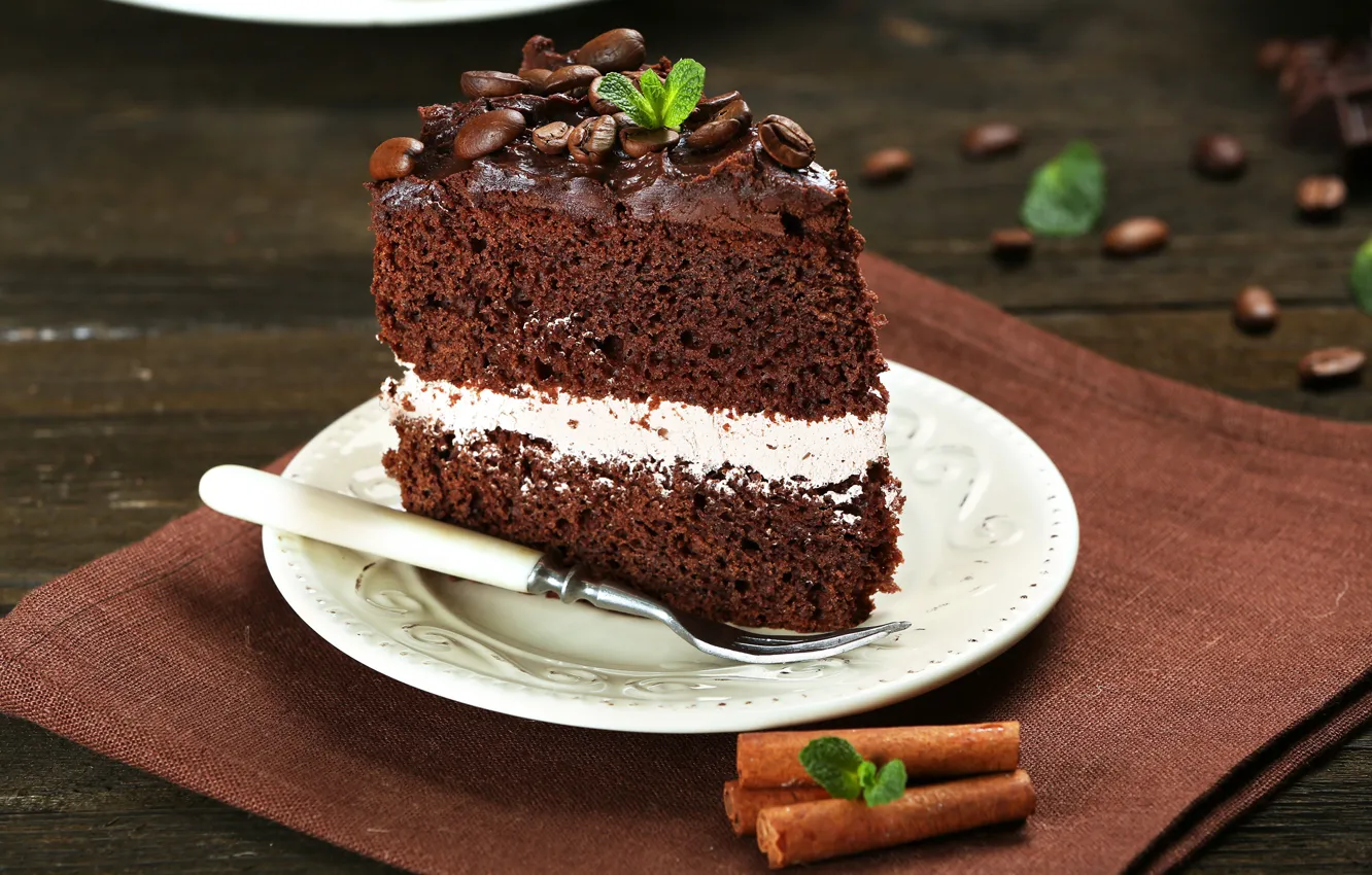 Photo wallpaper cake, plug, sweet, coffee, chocolate, grain