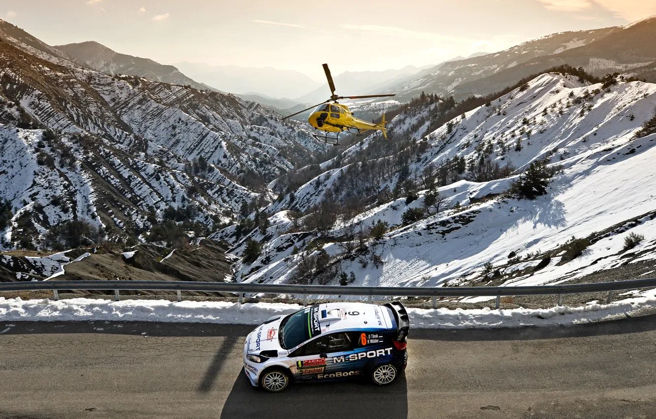 Photo wallpaper Ford, Ford, WRC, Rally, Rally, Helicopter, Fiesta, Monte Carlo