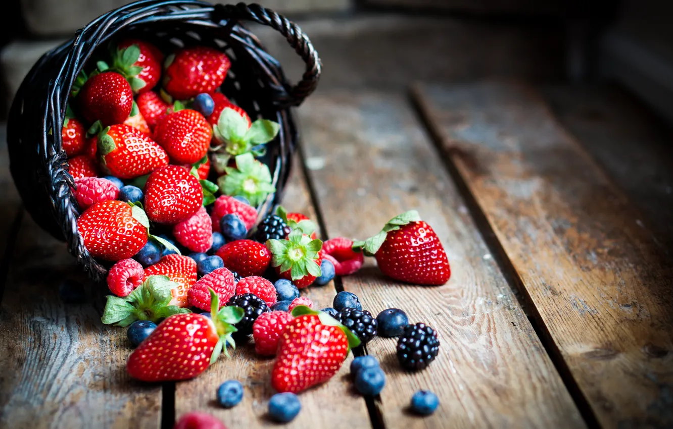 Photo wallpaper berries, raspberry, blueberries, strawberry, BlackBerry, strawberry, blueberry, berries