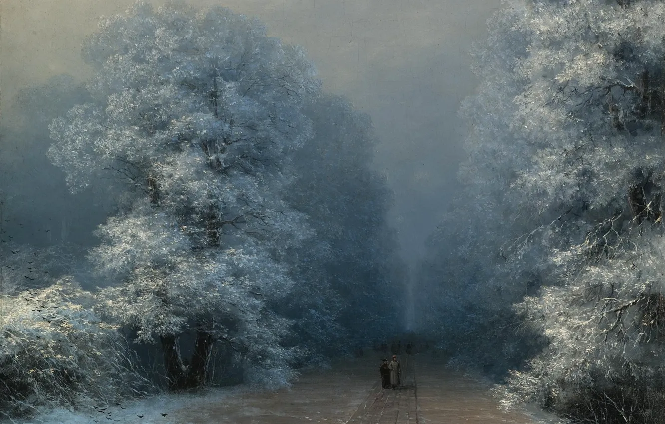 Photo wallpaper picture, alley, Ivan Aivazovsky, Winter Landscape