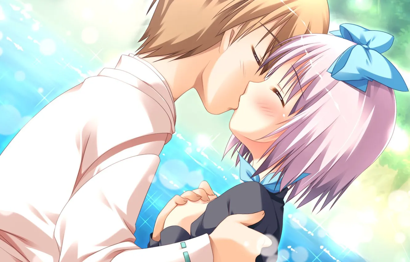 Photo wallpaper kiss, anime, art, pair, two, kissing games